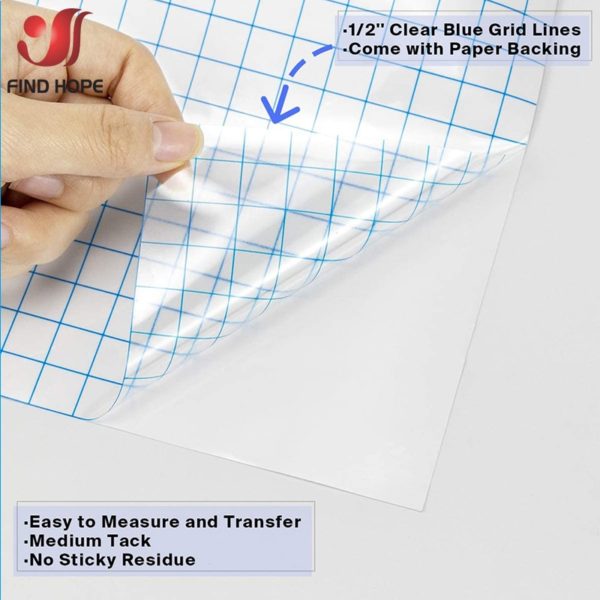 Clear Vinyl Application Tape w/Blue Alignment Grid for Car Wall Craft Art Decal Transfer Paper Tape Adhesive DIY 30cm*100cm - Image 4