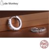 CodeMonkey 100% Real 925 Sterling Silver Crystal Circle Earring For Women Making Jewelry Gift Wedding Party Engagement E024 - Image 2