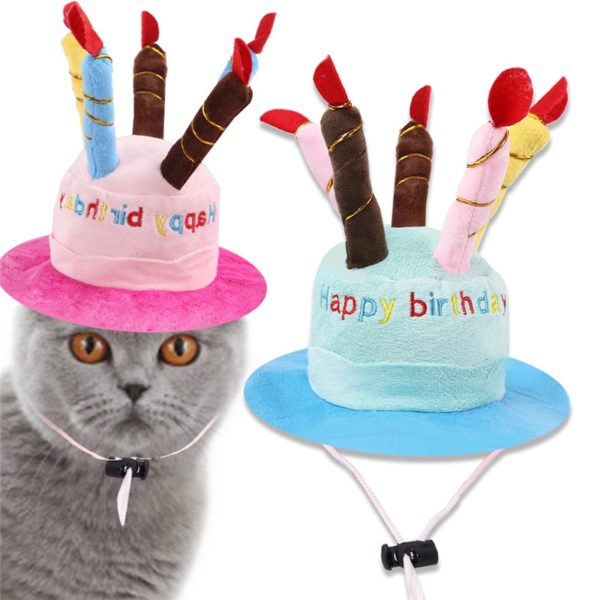 Cute Dog Pet Hat Beanies Hat with Birthday Cake Candles Gift Design Birthday Party Costume Headwear Accessory Pet Cap - Image 2