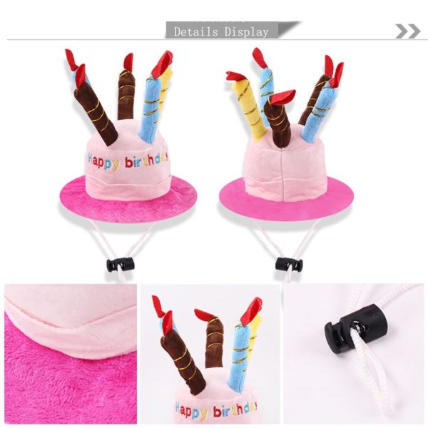 Cute Dog Pet Hat Beanies Hat with Birthday Cake Candles Gift Design Birthday Party Costume Headwear Accessory Pet Cap - Image 3