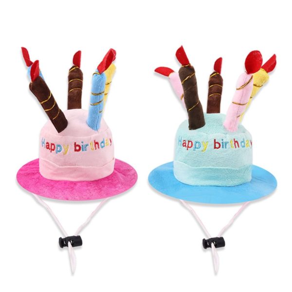 Cute Dog Pet Hat Beanies Hat with Birthday Cake Candles Gift Design Birthday Party Costume Headwear Accessory Pet Cap