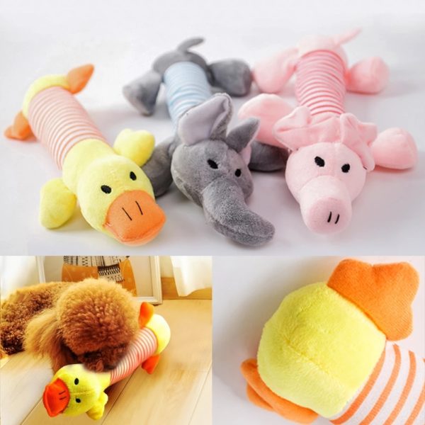 Cute Pet Dog Cat Plush Squeak Sound Dog Toys Funny Fleece Durability Chew Molar Toy Fit for All Pets Elephant Duck Pig - Image 2