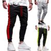 DAIGELO New 3 Colors Mens Casual Pants Fitness Patchwork Bodybuilding Pocket Skin Full Length Sports Trousers Daily Clothes 2021