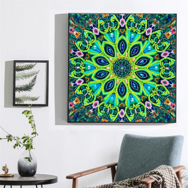 Diamond Painting DIY 5D Special Shape Rhinestone, Mandala Flower, Partial Diamond Crystal Diamond Painting Set - Image 2