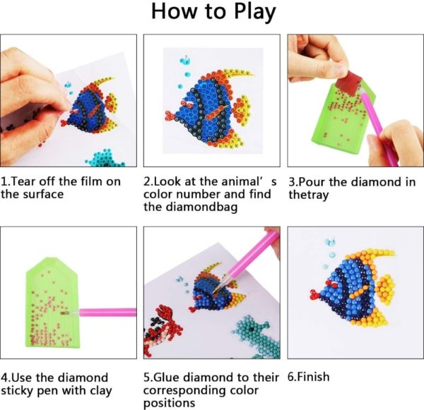 Diamond Painting Stickers DIY Kits for Kids 5D Princess Diamond Art Mosaic Stickers by Numbers Kits Crafts Set for Children - Image 6