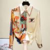 Elegant Print Chiffon Blouse Women Korean Long Sleeve Shirt Modis Tops 2021 New Arrival - Image 2