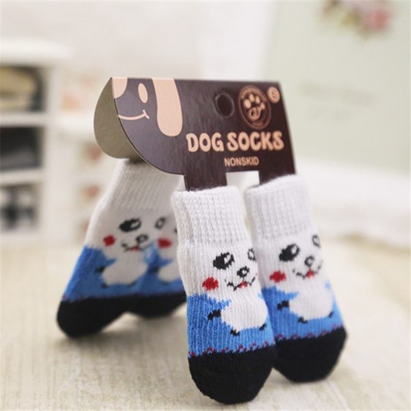 Fashion 1set/4pcs Christmas New Year Cartoon Pet Socks Soft Cotton Cute Non-slip Warm Dog Sock for Dog Teddy Cat Pet Supplies - Image 4