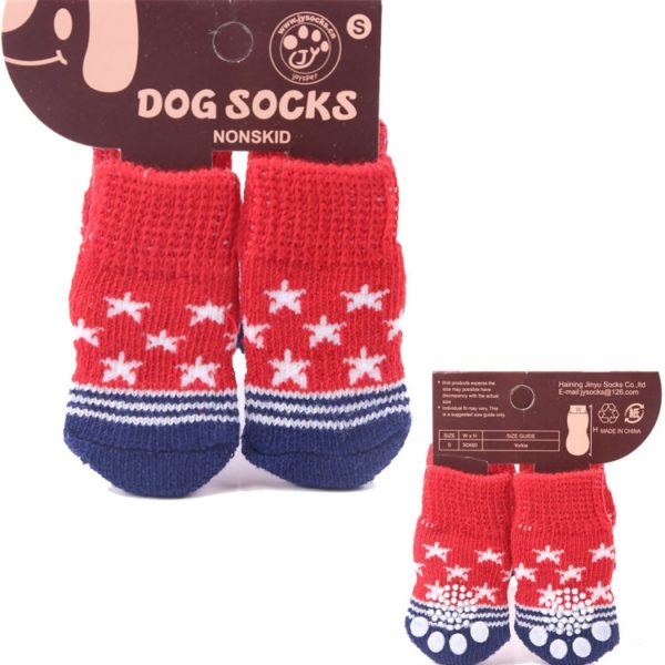 Fashion 1set/4pcs Christmas New Year Cartoon Pet Socks Soft Cotton Cute Non-slip Warm Dog Sock for Dog Teddy Cat Pet Supplies - Image 6