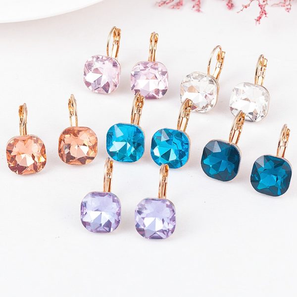 Fashion Gold Color Earring For Women Crystal Cubic Zirconia Stud Earrings Stone Pendientes Mujer Moda Minimalist Earrings - Image 2