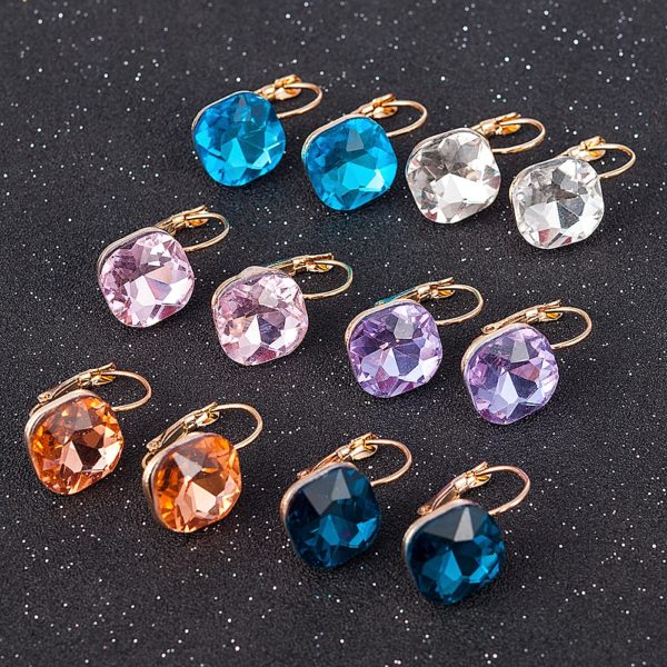 Fashion Gold Color Earring For Women Crystal Cubic Zirconia Stud Earrings Stone Pendientes Mujer Moda Minimalist Earrings