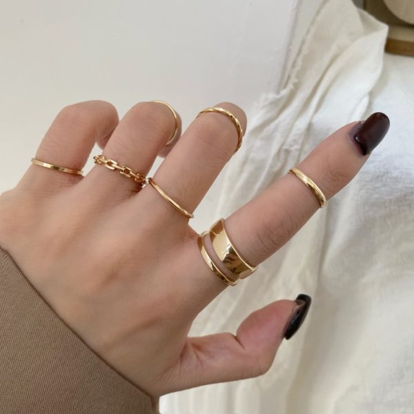 Fashion Jewelry Rings Set Hot Selling Metal Alloy Hollow Round Opening Women Finger Ring For Girl Lady Party Wedding Gifts