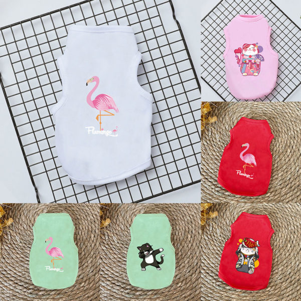 Flamingo pattern Soft Pet Clothes Dog Clothing&Shoes Dog Clothes Vest Shirt Pet Vest shirt Pet Products Summer Cat Vest T-shirt - Image 2