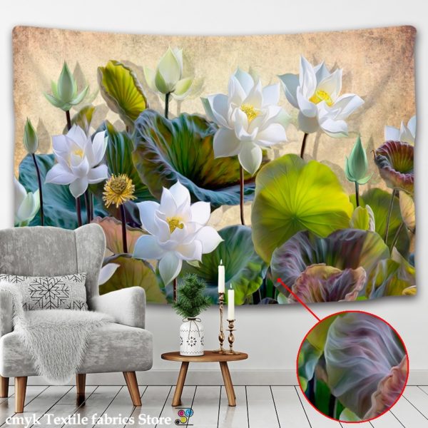 Flower Painting Botanical Tapestry Wall Hanging Chart Hippie Bohemian Tapestries Colorful Psychedelic Boho Home Home Decor - Image 6