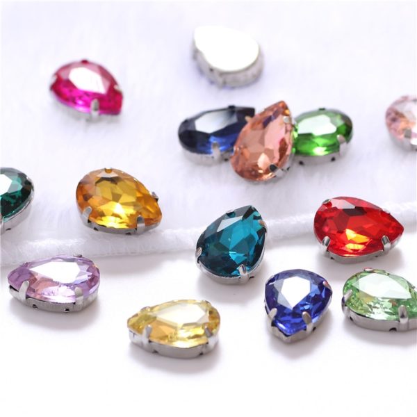 Glitter Sewing Rhinestones For Needlework With Silver Claw Teardrop Sew on Glass Crystal Stones Diy Garment Clothes Shoes - Image 3