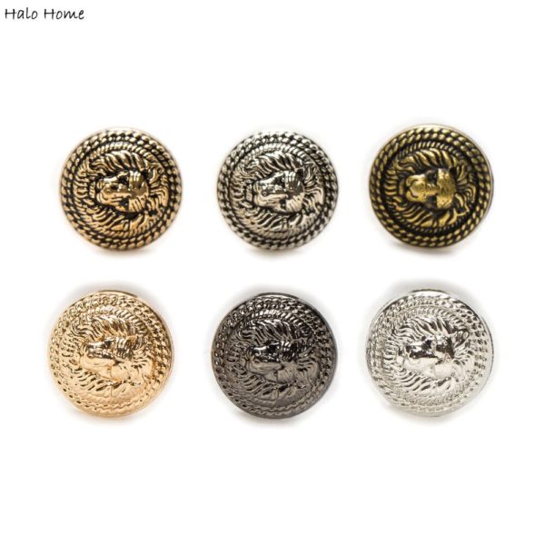 Halo Home 5pcs Lion Pattern Shank Metal Button Round for Sewing Clothing Suits Blazer Jacket Uniform Handwork 12.5-25mm - Image 2