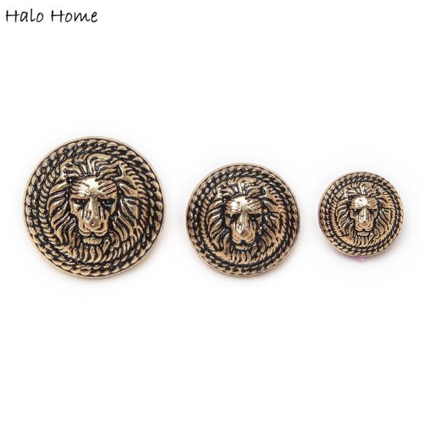 Halo Home 5pcs Lion Pattern Shank Metal Button Round for Sewing Clothing Suits Blazer Jacket Uniform Handwork 12.5-25mm - Image 4