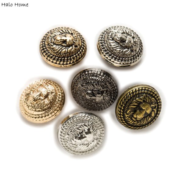 Halo Home 5pcs Lion Pattern Shank Metal Button Round for Sewing Clothing Suits Blazer Jacket Uniform Handwork 12.5-25mm