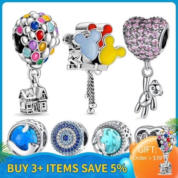 Hot Sale 100% Real 925 Sterling Silver Ariel Balloon Charm Fit Original Pandora Bracelet Making Fashion DIY Jewelry For Women