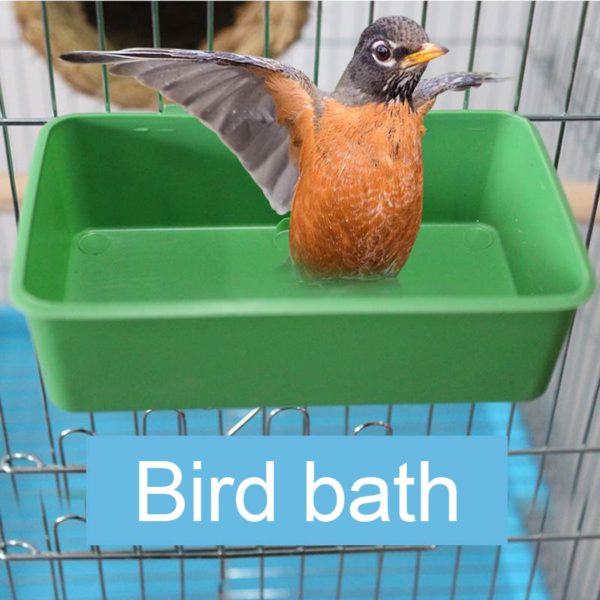 Legendog Plastic Bird Bath Tub Parrot Shower Bathtub Bird Food Bowl for Cage Bird Feeders Small Bird Parrot Cage Bird Toys