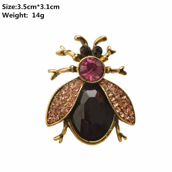 MZC 9 Styles Insect Bee Frog Brooches Pin Female Hijab Pin Snails Beetle Broche Male Suit Lapel Pin Animal Crystal Strass Brooch - Image 5