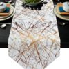 Marble Crack Pattern Black White Table Runner Wedding Table Decoration Flower Cake Tablecloth Dining Table Decor for Banquet