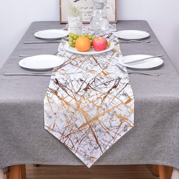 Marble Crack Pattern Black White Table Runner Wedding Table Decoration Flower Cake Tablecloth Dining Table Decor for Banquet - Image 3