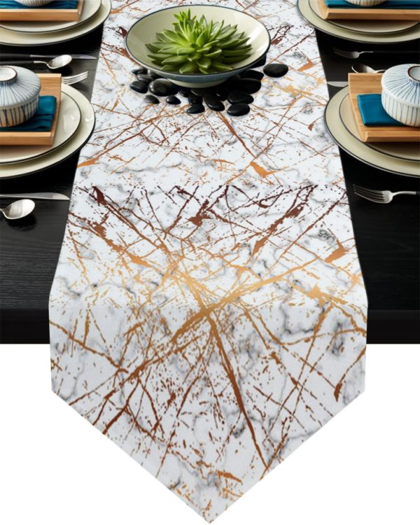 Marble Crack Pattern Black White Table Runner Wedding Table Decoration Flower Cake Tablecloth Dining Table Decor for Banquet