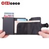 Men RFID Button Credit Card Holder High Quality Metal Aluminum Auto Pop-up RFID ID Card Case Black Wallet Coin Purse