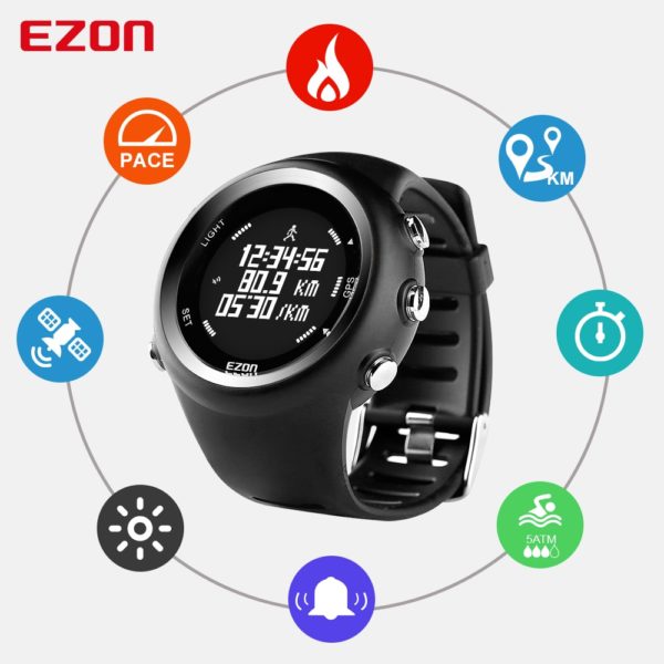 Men's Digital Sport Wristwatch GPS Running Watch With Speed Pace Distance Calorie Burning Stopwatch 50M Waterproof EZON T031 - Image 2