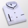 Men's clothing Long Sleeve Regular-fit Button-down Thick Shirts Casual Solid Oxford Dress White Shirt Single Patch Pocket Stand - Image 4