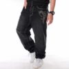 Men street dance hiphop Jeans Fashion embroidery Black Loose board Denim pants Overall Male Rap Hip Hop Jeans Plus Size 30-46 - Image 2