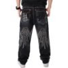 Men street dance hiphop Jeans Fashion embroidery Black Loose board Denim pants Overall Male Rap Hip Hop Jeans Plus Size 30-46 - Image 6
