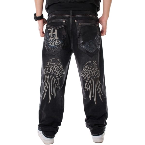 Men street dance hiphop Jeans Fashion embroidery Black Loose board Denim pants Overall Male Rap Hip Hop Jeans Plus Size 30-46 - Image 6