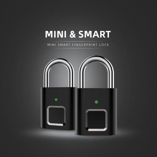 Mini Smart Biometric Thumbprint Door Padlocks Rechargeable Door Lock Fingerprint Smart Padlock USB Keyless Quick Unlock