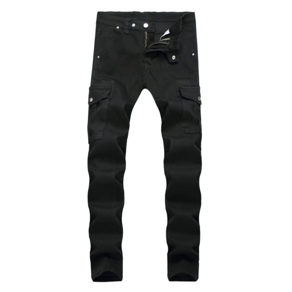 Motorcycle Denim Pants Men's Black Jeans Fashion Stretch Zipper Skinny Jeans Pleated Moto Biker Men Slim Pants Hot Selling - Image 6