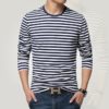 Navy style long-sleeve shirt men T-shirt o-neck stripe t shirt men shirt navy vintage basic 95% cotton shirt - Image 2