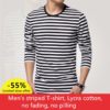 Navy style long-sleeve shirt men T-shirt o-neck stripe t shirt men shirt navy vintage basic 95% cotton shirt