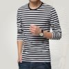 Navy style long-sleeve shirt men T-shirt o-neck stripe t shirt men shirt navy vintage basic 95% cotton shirt - Image 3