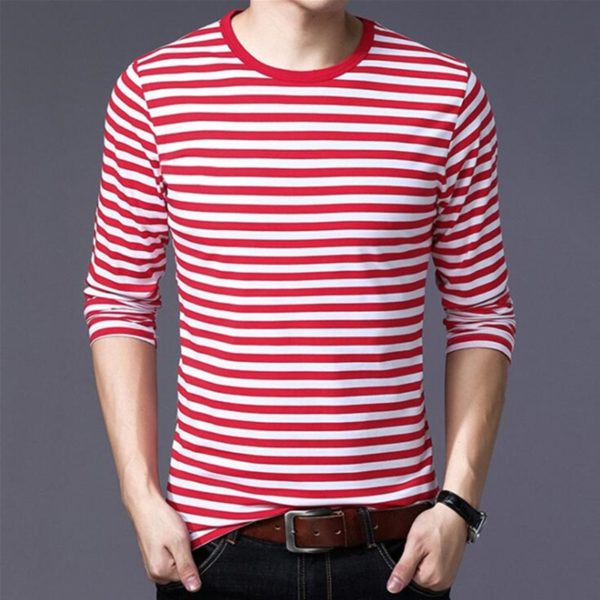 Navy style long-sleeve shirt men T-shirt o-neck stripe t shirt men shirt navy vintage basic 95% cotton shirt - Image 5
