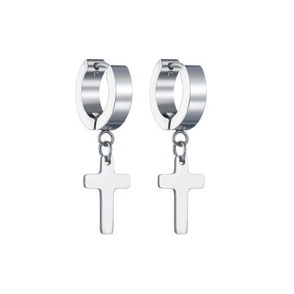 New Fashion 1 Pair 2 Colors Punk Women Stainless Earrings Cross Upper Ear Cartilage Earring For Women Men Earring Jewelry - Image 2