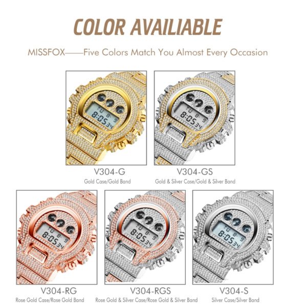 New MISSFOX G Style Shock Mens Watches Top Brand Luxury Bling Bling Digital Watch Men Diamond Male Clock Hip Hop Iced Out Watch - Image 5