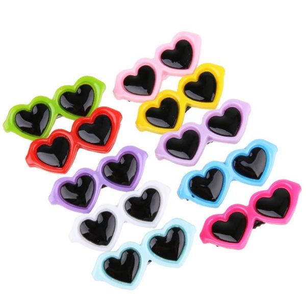 New Pet Lovely Heart Sunglasses Hairpins Pet Dog Bows Hair Clips for Puppy Dogs Cat Yorkie Teddy Pet Hair Decor Pet Supplies 1pc - Image 2