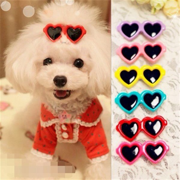 New Pet Lovely Heart Sunglasses Hairpins Pet Dog Bows Hair Clips for Puppy Dogs Cat Yorkie Teddy Pet Hair Decor Pet Supplies 1pc