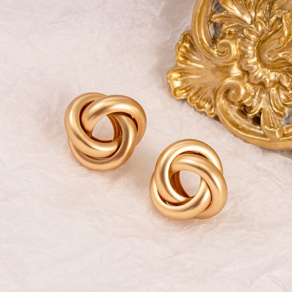 New Punk Style Golden Twisted Round Vintage Earrings Stainless Steel Metal Earrings For Women Jewelry Earring 2021 Trends bijoux - Image 2