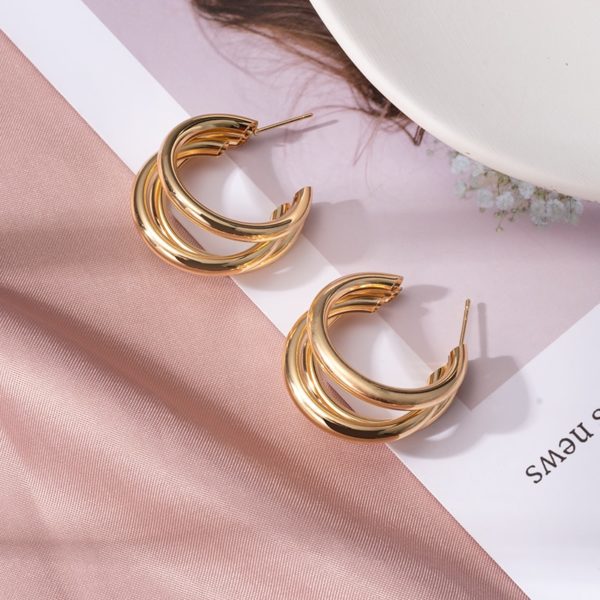 New Punk Style Golden Twisted Round Vintage Earrings Stainless Steel Metal Earrings For Women Jewelry Earring 2021 Trends bijoux - Image 4