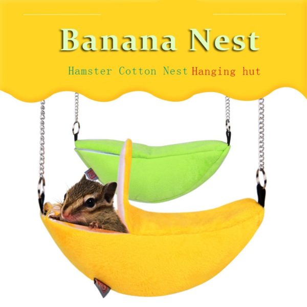 Novelty Banana Shape Nest Plush Cotton Hamster Warm House Hammock Rat Mouse Living House Hanging Tree Beds Hamster Accessories - Image 2