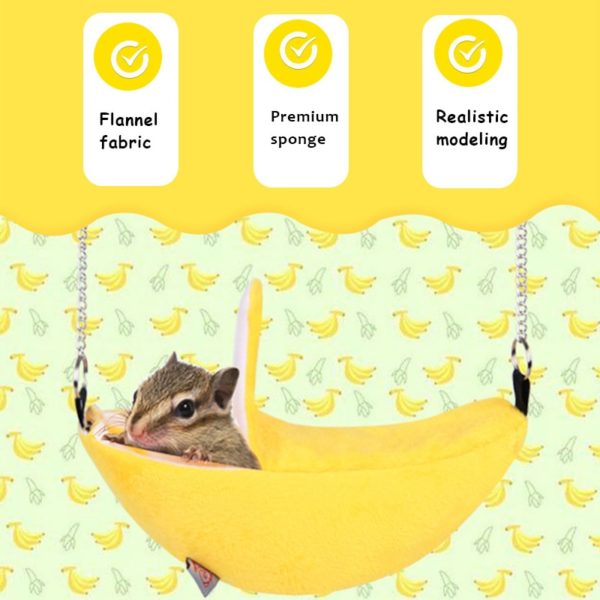 Novelty Banana Shape Nest Plush Cotton Hamster Warm House Hammock Rat Mouse Living House Hanging Tree Beds Hamster Accessories - Image 3