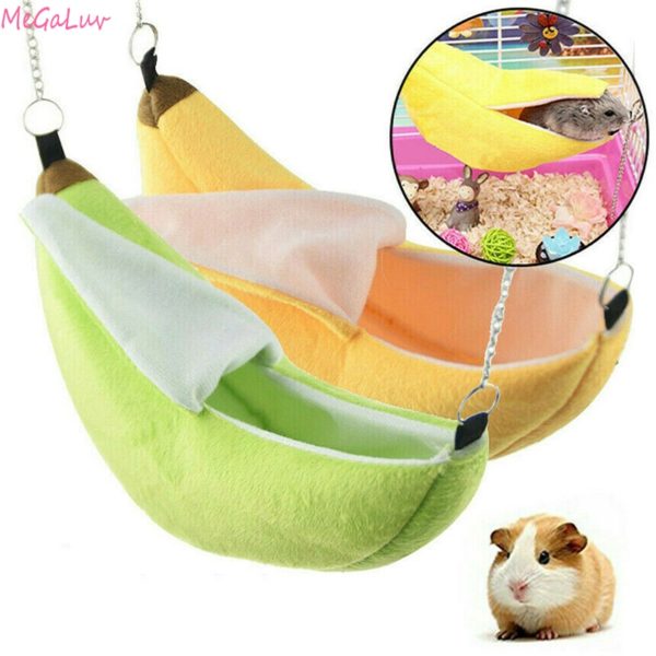 Novelty Banana Shape Nest Plush Cotton Hamster Warm House Hammock Rat Mouse Living House Hanging Tree Beds Hamster Accessories