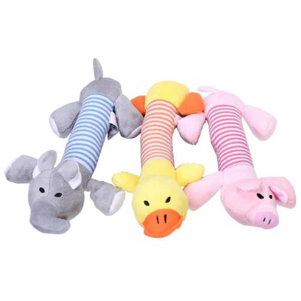 Popular Pet Dog Cat Funny Fleece Durability Plush Dog Toys Squeak Chew Sound Toy Fit for All Pets Elephant Duck Pig Plush Toys