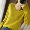 Pullover women 2021 new style pure cotton sweater V-neck knitwear casual solid color ladies top Slim long sleeve hot